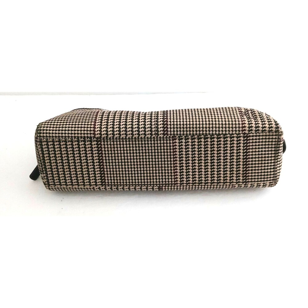 Lauren Ralph Lauren Brown Houndstooth Plaid Toiletry/Cosmetic Travel Bag 12X4X5 - Picture 4 of 12